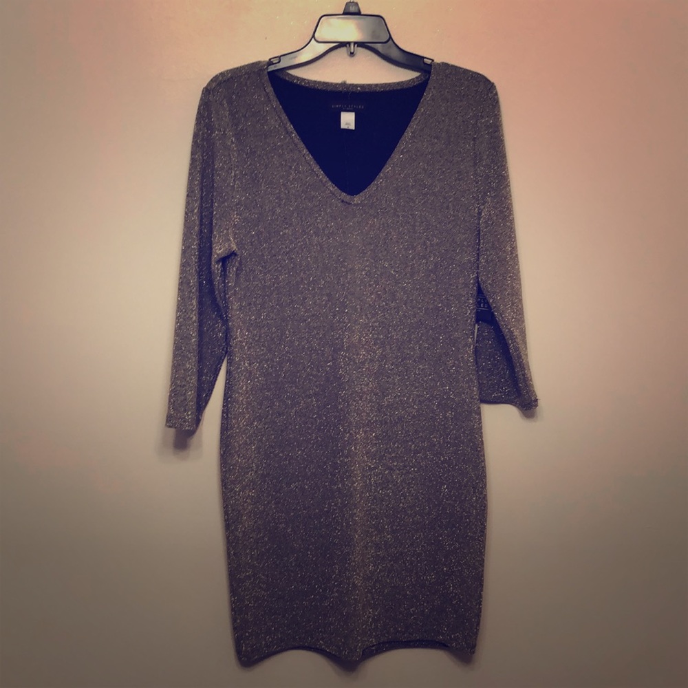 Gold Spandex Glitter Fabric Dress